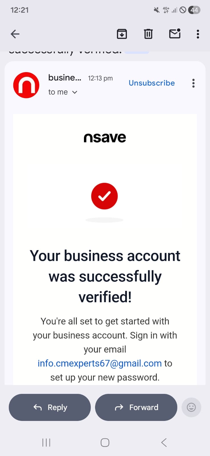 Nsave business account verified